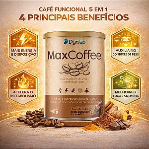 MAX COFFEE 250G CAFÉ | CACAU | GENGIBRE | CURCUMA E CANELA | DYNLAB