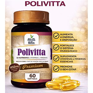 POLIVITAMINICO| MULTIVITAMÍNICO POLIVITTA 22 NUTRIENTES VITAMINAS E MINERAIS 60 SOFTGELS