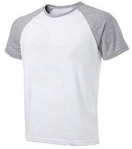 Camiseta Adulta Manga Curta Raglan Cinza Mescla 100% Poliéster para Sublimação (PS) - 01 Unidade