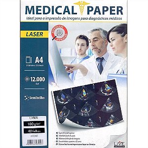 Papel Laser Medical ShopVirtua3000® Semi-Brilho 180g A4 p/ Raio-X - Pasta 40 Folhas (000468)