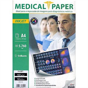 Papel Medical ShopVirtua3000® InkJet Brilhante 180g A4 p/ Raio-X - Pasta 50 Folhas (415)