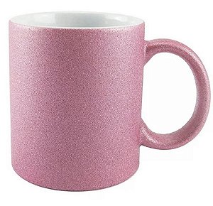 Caneca Cerâmica Glitter Rosa Claro 325ml Para Sublimação LIVESUB® (2518) - 36 Unidades