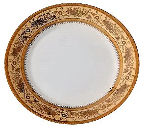 Prato de Porcelana Branco para Sublimação com Borda Decorada em Dourado 20cm (2785) - 01 Unidade