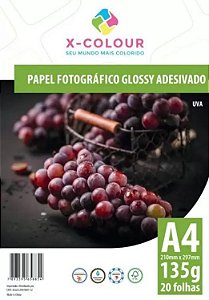 Papel Fotográfico Adesivo Glossy 135g A4 X-COLOUR (Cód. 06) - 100 folhas