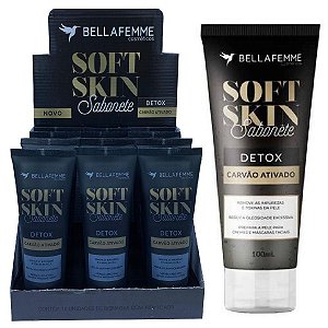 Bella Femme - Sabonete Detox Carvão Ativado Soft Skin  SS80010 - Display com 12 unidades