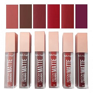 Belle Angel - Batom LIquido Matte Tons Fortes Luxo  B082 B - 6 Unidades