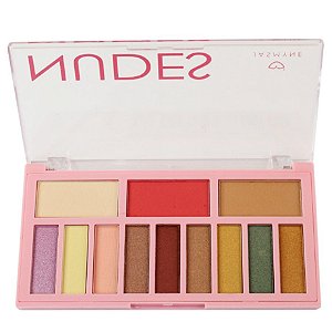 Jasmyne - Kit de Maquiagem Nudes ( Sombras, Blush, Contorno e Fixador ) - Cor A