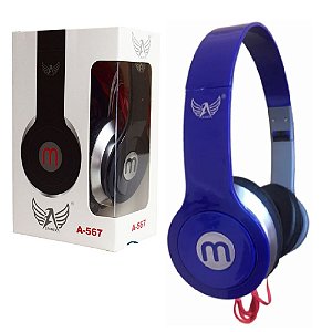 Importados - Fone De Ouvido Azul Headphone A-567 Dobrável Cabo 1m