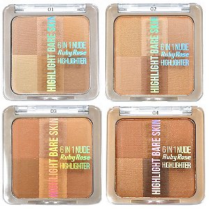 RUBY ROSE - ILUMINADOR HIGHLIGHT SKIN 6 EM1 HB7214 - 12 Unid