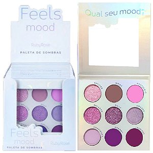 Ruby Rose - Paleta de Sombras  Feels Mood HB1081 - 12 Unid