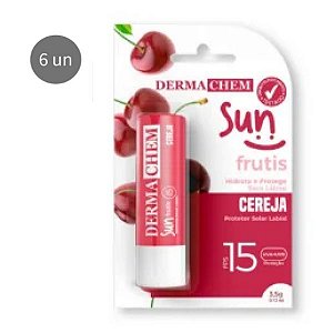 Dermachem - Protetor Solar Labial Sun FPS 15 Cereja Kit C/ 6 Unid