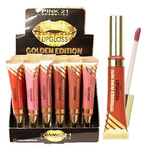 Pink 21 - Lip Gloss Golden Edition CS3020 - Kit C/ 24 Unid