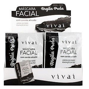 Vivai - Máscara Facial Argila Preta Renova a Pele  - 48 Und