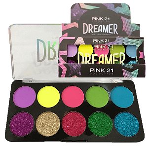 Pink 21- Paleta de Sombras e Glitter Dreamer Cor B - 6 Unid
