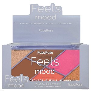 Ruby Rose - Paleta de Bronzer Blush Iluminador Mood - 12 Uni