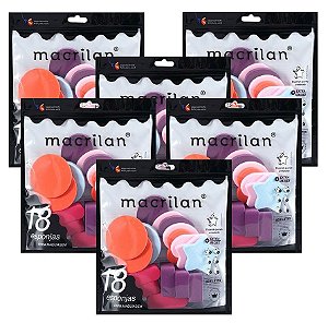 Macrilan - Kit com 18 Esponjas para Maquiagem EP14 - 12 Kits