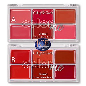City Girls - Paleta 3 em 1 Color Me CG308 - Kit C/6 und