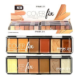 Pink21 - Paleta Corretivo e Iluminador CS2303 - Kit C/12und