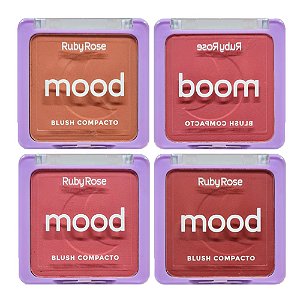Ruby Rose - Blush Compacto Mood HB582 - Kit C/4 Und