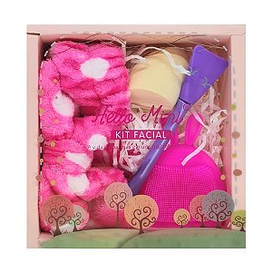 Hello Mini - Kit Facial Esponjas, Pincel Faixa Pink KIT476