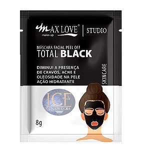 Max Love - Mascara Facial Anti cravos Sachê Peel Off Total Black - 10 Unid