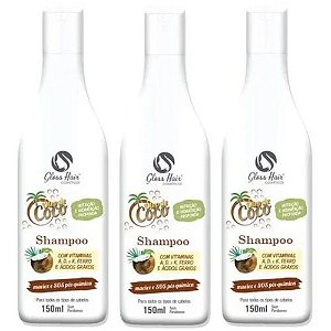 Gloss Hair - Kit De Cabelo Oleo de Coco Shampoo - 3 und