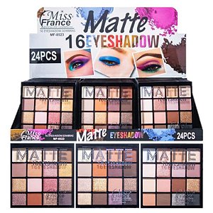 Miss France - Paleta de Sombras 16 cores MF8523 - Kit C/24un