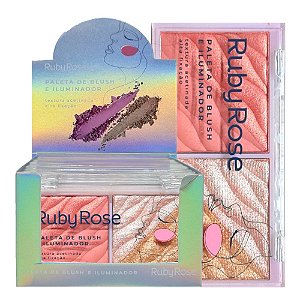 Ruby Rose - Paleta de Blush Iluminador Duo HB7533-2 / 12 Und