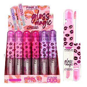 Pink 21 - Lip Gloss Duo Glitter Effect CS3672 - Box C/24 UND