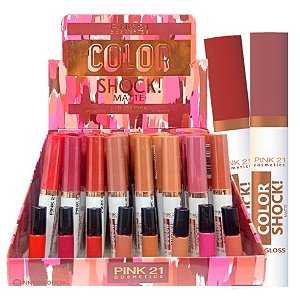 Pink 21 - Lip Gloss Color Shock Matte CS2872 - KIT C/48 Und