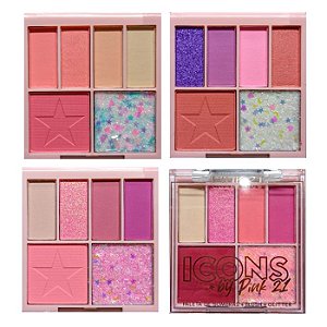 Pink 21 - Paleta Icons de Sombra, Blush e Glitter - 4 Und