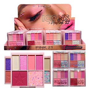 Pink21 - Paleta Icons de Sombra, Blush e Glitter - 32 Und