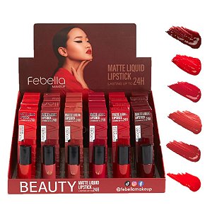Febella - Batom Liquido Lipstick 24H BM40211 - Kit C/24 Und
