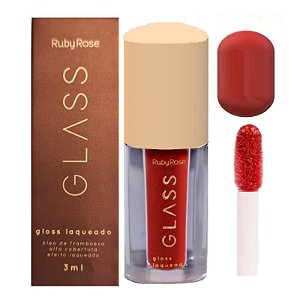 Ruby Rose - Lip Gloss Laqueado Glass BG04 HB577 - 12 UND + 1 Provador de Brinde