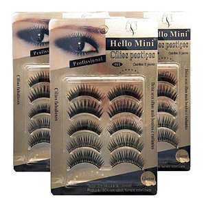 Hello Mini - Kit C/05 pares de Cilios 001 CL008/1 - 12 UND