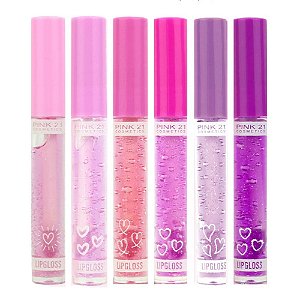 Pink 21 - Lip Gloss Hidratante com Glitter CS4384 - 06 Unid