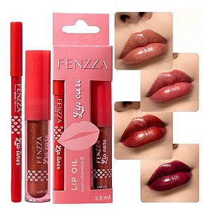 Fenzza - Kit Lip Oil + Contorno Labial 4 Cores FZ22023 - 24 Kits
