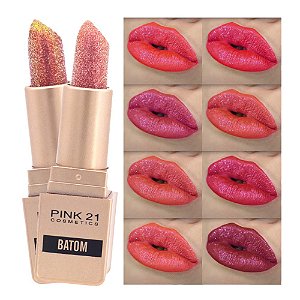Pink 21 - Batom Hidratante Brilhante com Glitter CS4223 - 8 Und