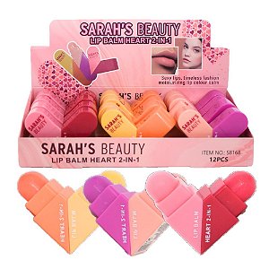 Sarah's - Lip Balm Heart 2in1 6 cores S8168 - 12 Und