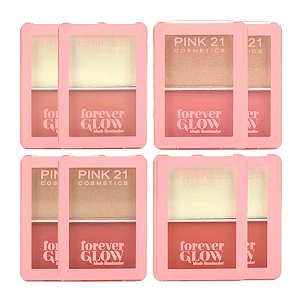 Pink 21 - Blush e Iluminador Forever Glow CS3643 - 4 Und