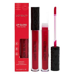 Lady Beauty - Lip Gloss Red Glow Morango LB43 - UNIT