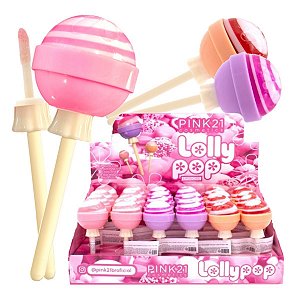 Pink 21 - Lip Gloss com Brilho Pirulito Teen CS4795 - 24 Und