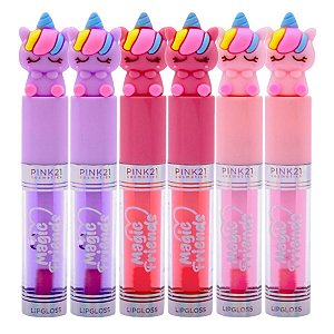 Pink 21 - Lip Gloss Magic Friends Unicornio CS4802 - 6 Und