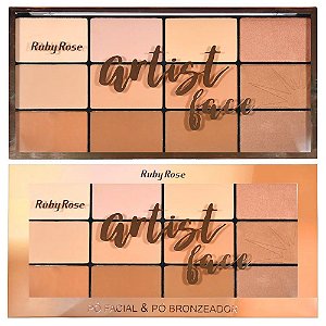 Ruby Rose - Paleta Artist Face HB 7218 ( 09 Tons de Pó Matte e 03 Bronzer )