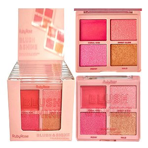 Ruby Rose - Paleta de Blush e Iluminador Rose e Gold - 12 Un