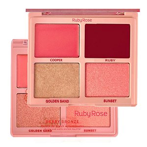 Ruby Rose - Paleta Blush e Iluminador Berry Bronze M1001 G2