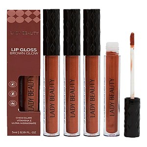 Lady Beauty - Lip Gloss Brown Glow Chocolate LB46 - 6 Und