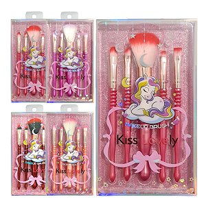 Kiss Lovely - Kit Pinceis de Maquiagem Unicornio - 4 Kits