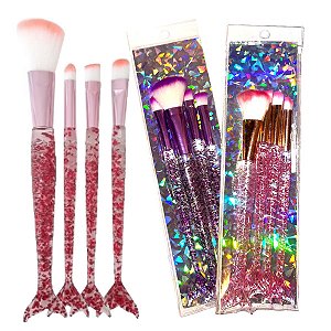 Pink 21 - Kit com 4 Pinceis Sereia Cristal HB87512 - 12 Kits