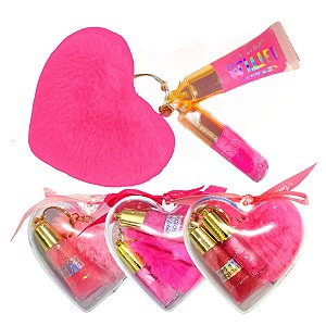 Amor Anjo - 2 Lip Gloss Glitter com Pompom Rosa Pink